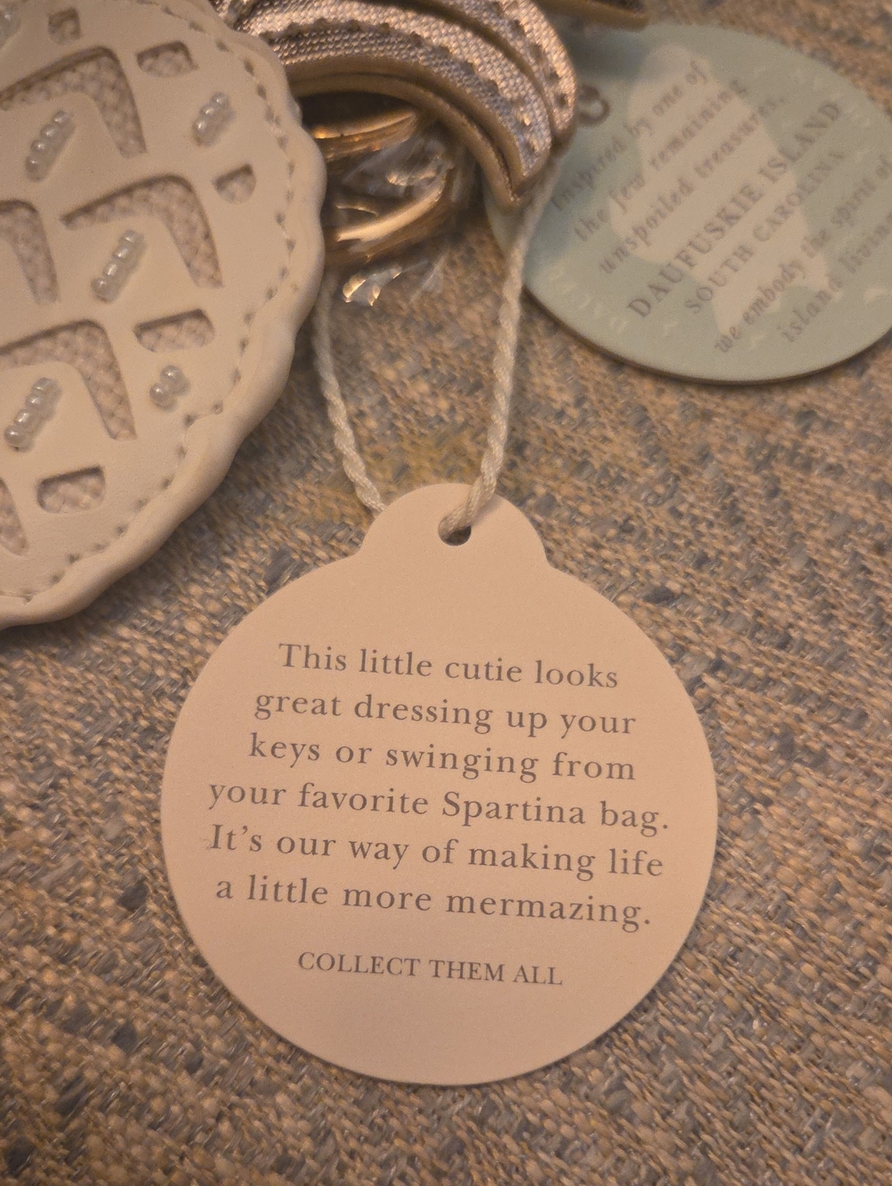 Spartina 449 Icon Keychain Bag Charm Cream Pineapple NEW - Picture 7 of 7